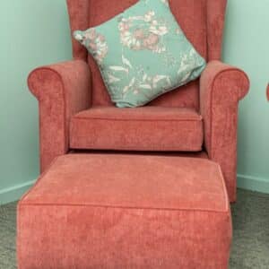 Bowman Wing Back Andreas Rose with Bellevue footstool