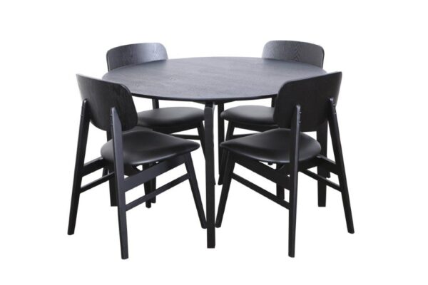 Nordic 1200 RND Table Black 4xZurich PU Black