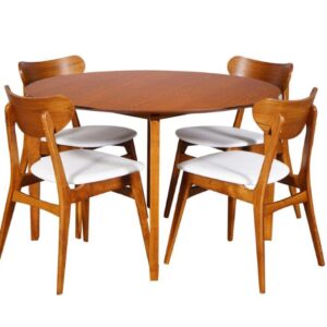 Nordic 1200 RND Table Teak 4xFinland PU White