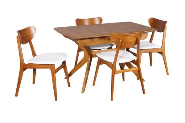 York 1300 EXT Table Teak 4xFinland PU White