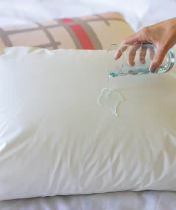 water pouring on pillow