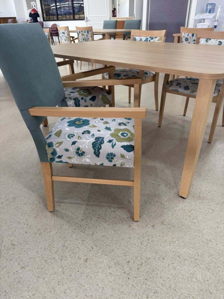 Yarrawonga Health Provence Marta Chairs Java Teal Elegant Oak tables 11