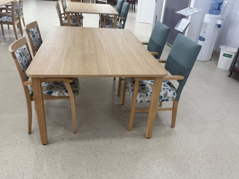 Yarrawonga Health Provence Marta Chairs Java Teal Elegant Oak tables 14 1