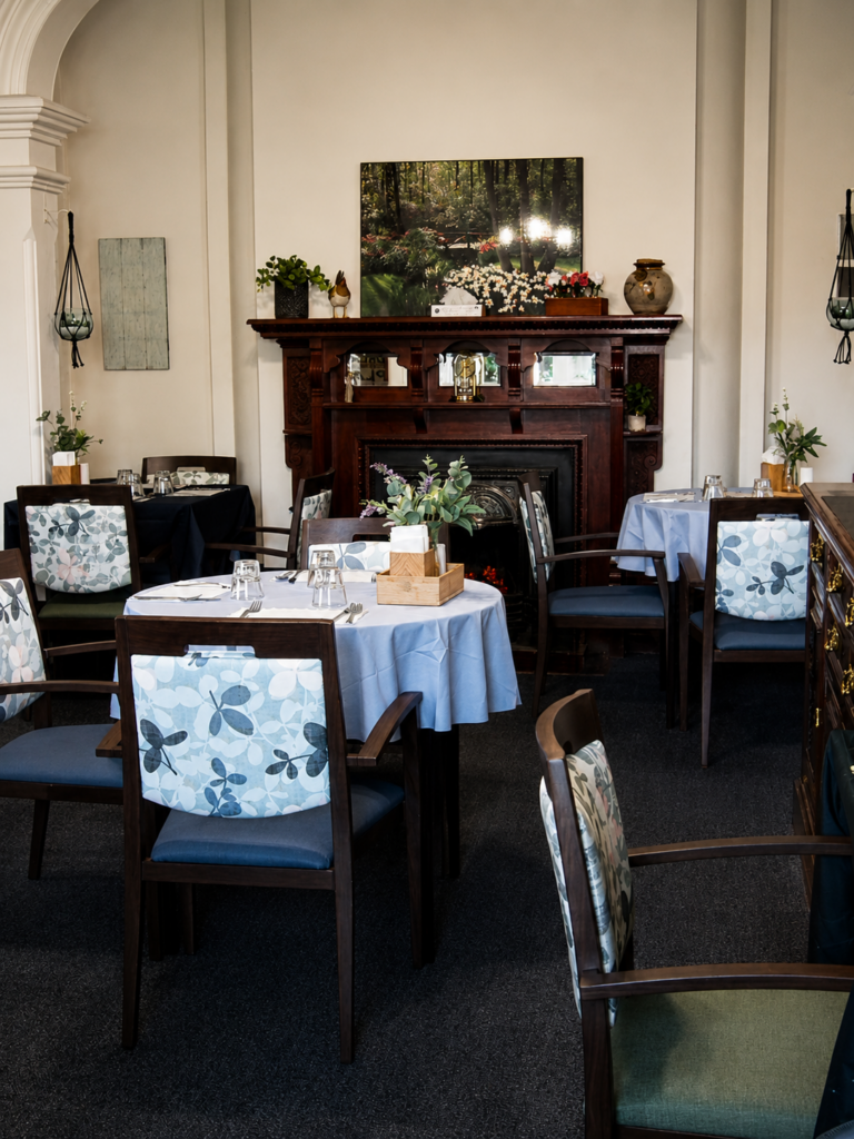 Lenny Chairs in Walnut in Cafe Grampians Health 3