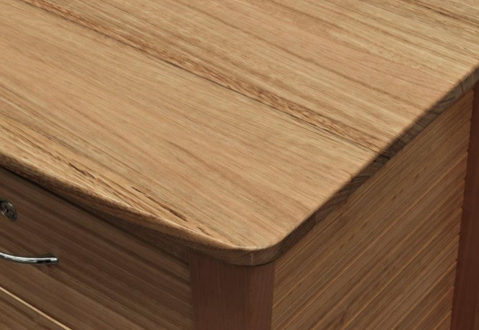 Bedside table with rounded solid timber top