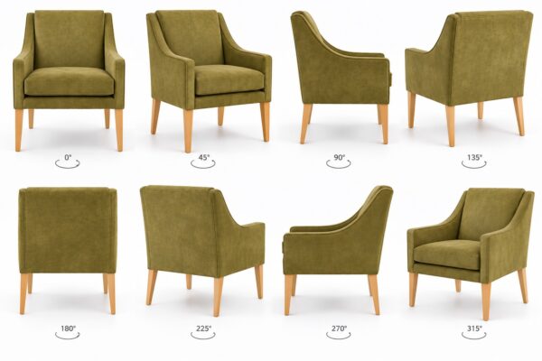 Abbie Chair with loose cushion all angles